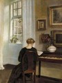 A Girl Reading Beside An Open Window - Carl Vilhelm Holsoe