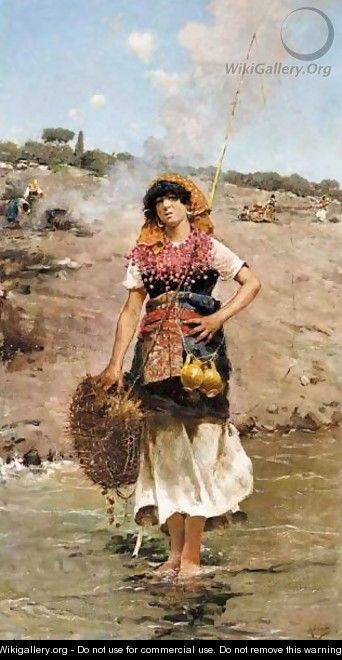 Pescadora (A Young Fisherwoman) - Rafael Senet y Perez