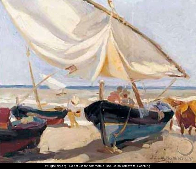 Barcas En La Playa (Boats On The Beach) - Joaquin Sorolla y Bastida