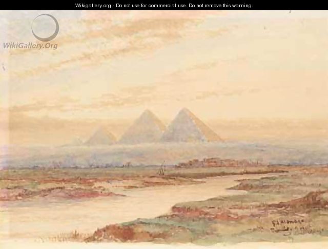 Pyramids At Gizeh And Arab Village - Frederick James Aldridge
