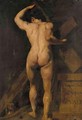 Study Of A Male Nude, Holding A Cross, With A Hour Glass By His Feet, And A Plinth To The Right - (after) William Etty