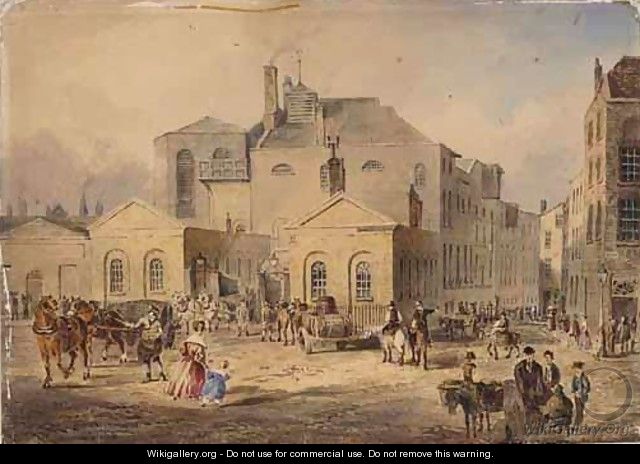 Street Scene With A Brewery In The Background - English School
