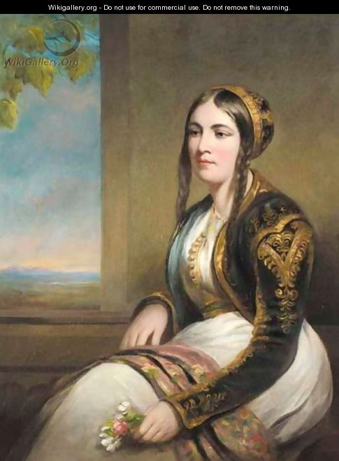 Portrait Of A Greek Lady - English School