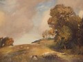 Sheep In An Autumnal Landscape - Algernon Mayon Talmage