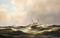A Steamer On The Open Seas - Carl Ludwig Bille