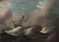 A man-O-War Dismasted In Heavy Seas - (after) Peter Monamy