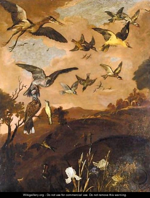 An Assembly Of Birds In A Landscape - Francis Barlow
