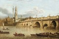 A View Of Old London Bridge Looking Towards Monument and The Church Of St Magnus - John Paul