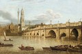 A View Of Old London Bridge Looking Towards Monument and The Church Of St Magnus - John Paul