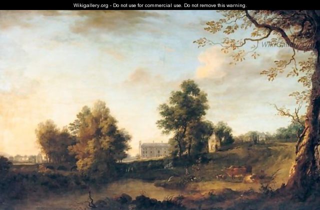 A Prospect Of Belan House, Ballitore, County Kildare, Seat Of The Earls Of Aldborough, With Cattle In The Foreground - William Ashford