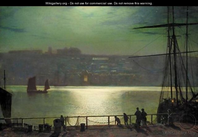 Whitby By Moonlight - John Atkinson Grimshaw - WikiGallery.org, the ...