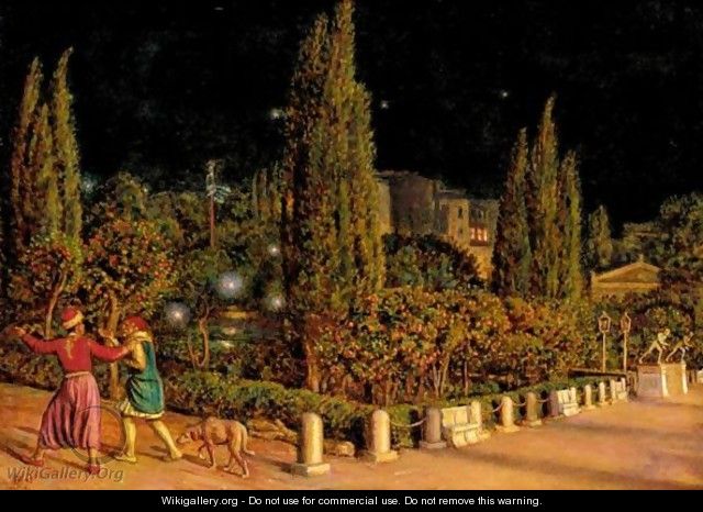 Piazza Della Constituzione By Night, Athens - William Holman Hunt