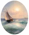 Sailing Boat At Sunset Flying The Russian Tricolour - Ivan Konstantinovich Aivazovsky