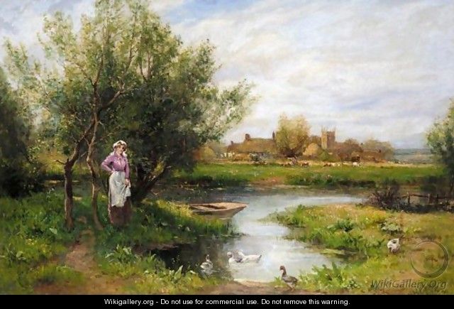 At The Village Pond - Henry John Yeend King