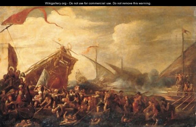 A Naval Battle Between Turks And Christians - Cornelis de Wael
