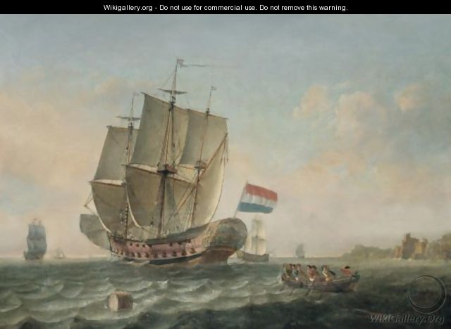 Dutch Shipping And A Rowing Boat Off The Coast - Dutch School