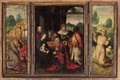 A Triptych Central Panel The Adoration Of The Magi - Right Wing Saint Francis Receiving The Stigmata - Left Wing Saint Jerome In Penitence - Antwerp School