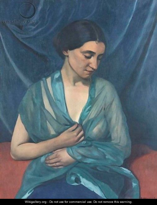 Jeune Femme Drapee Dans Une Echarpe Verte, 1924 - Felix Edouard Vallotton