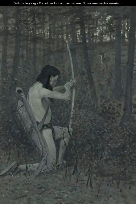 Then, Upon One Knee Uprising, Hiawatha Aimed An Arrow - Frederic Remington