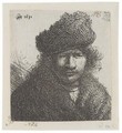 Self Portrait In A Slant Fur Cap Bust - Rembrandt Van Rijn
