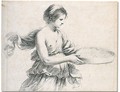 A young woman holding a sieve - Giovanni Francesco Guercino (BARBIERI)