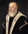 Portrait Of A Bearded Gentleman, Head And Shoulders, Wearing An Ermine-Lined Black Coat - Jacopo Tintoretto (Robusti)