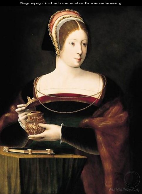 The Magdalene, Half-Length, Holding A Jar Of Unguent - Belgian Unknown Masters