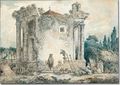 The temple of the sibyl at Tivoli - Hubert Robert