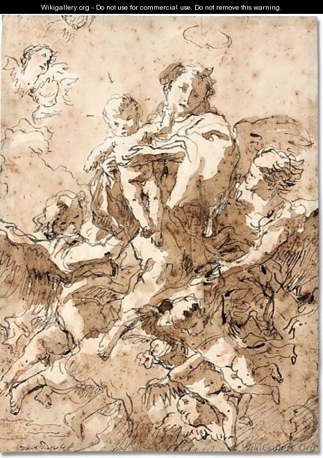 St. Anthony of Padua with the Christ child in glory with angels - Giovanni Domenico Tiepolo