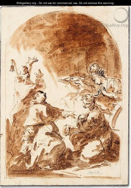 Design for an altarpiece with St. Anthony abbot - Giovanni Antonio Guardi