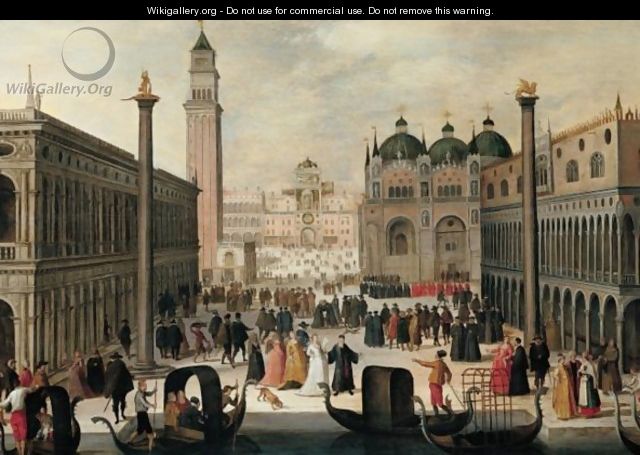 Venice, A View Of The Piazzetta And The Palazzo Ducale - (after) Louis De Caullery