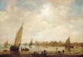 A River Landscape, With Fishermen And Small Vessels , And A Distant View Of Rupelmonde Castle, Seen From Across The River Schelde - Jan van Goyen