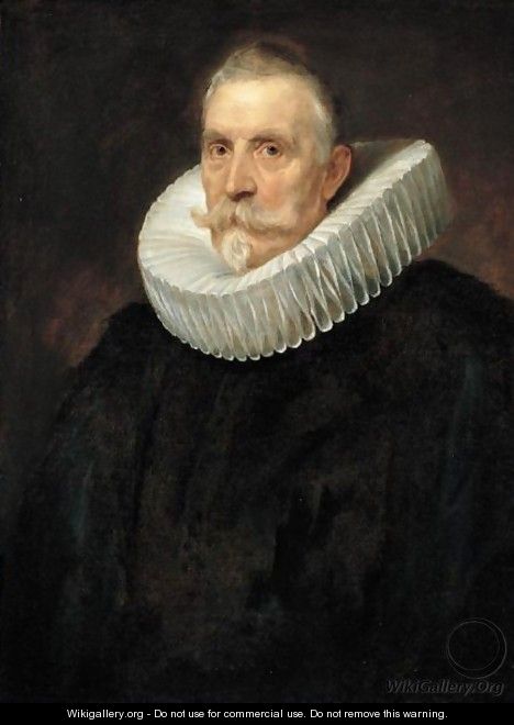 Portrait Of A Gentleman, Half-Length, In Black With A White Ruff - Sir Anthony Van Dyck