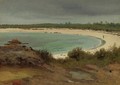 Cove With Beach And Church - Albert Bierstadt