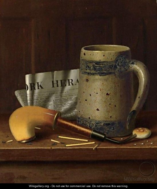 Still Life With Mug, Pipe And New York Herald (New York Herald, March 10, 1880) - William Michael Harnett