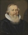 A Portrait Of An Elderly Bearded Gentleman, Aged 46, Bust Length, Wearing A Black Coat With A White Lace Collar - Conrad Meyer