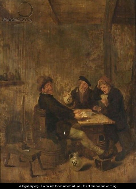 Peasants Drinking And Playing Cards In An Inn - Jan Miense Molenaer