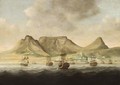 Capetown Dutch Merchantmen Near The Coast Of South-Africa With A View Of The Tafelberg (Table Mountain) Beyond - Dutch School