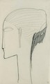 Tete De Profil A Gauche Avec Chignon Et Boucles D'Oreilles - Amedeo Modigliani