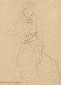 Seated Lady From The Front, Study For The Portrait Of Marie Henneberg - Gustav Klimt