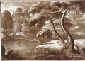 Wooded Landscape With A Pond, And Several Figures In The Background - Flemish School