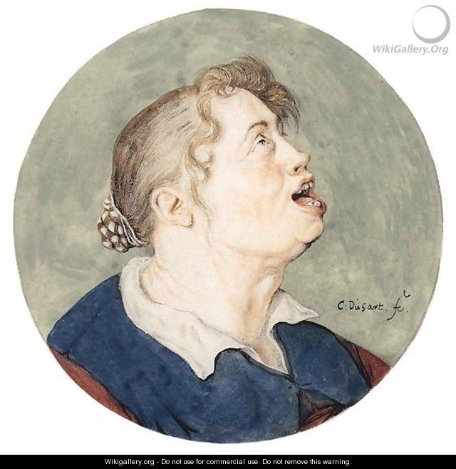 Caricature Head Of A Woman - Cornelis Dusart