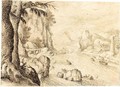 Mountainous River Landscape - Flemish School