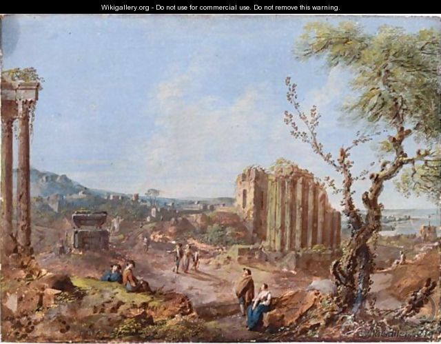 Landscape With Ruins And Figures - Italian School