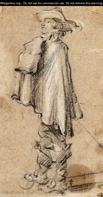 Study Of A Standing Cavalier In A Hat - (after) Adam Frans Van Der Meulen
