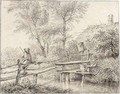 A Boy On A Bridge Over A Stream - Hermanus Fock