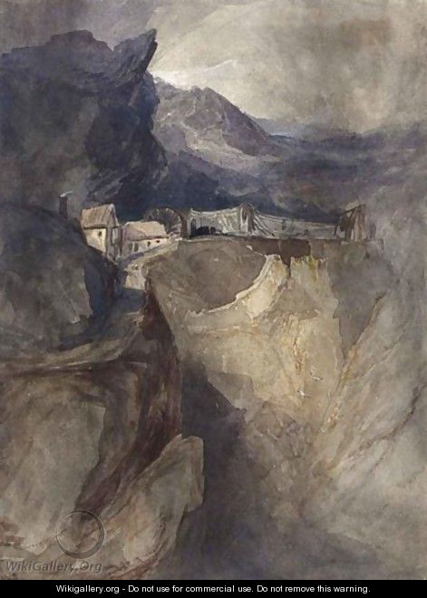 A Mountain Gorge, With Mine Buildings - Francois Louis Thomas Francia