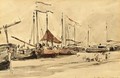 Fishing Boats On The Beach At Scheveningen - Eugène Boudin