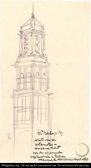 Design For A Proposed Restoration Of The Wijnhuistoren, Zutphen - Hendrik Petrus Berlage