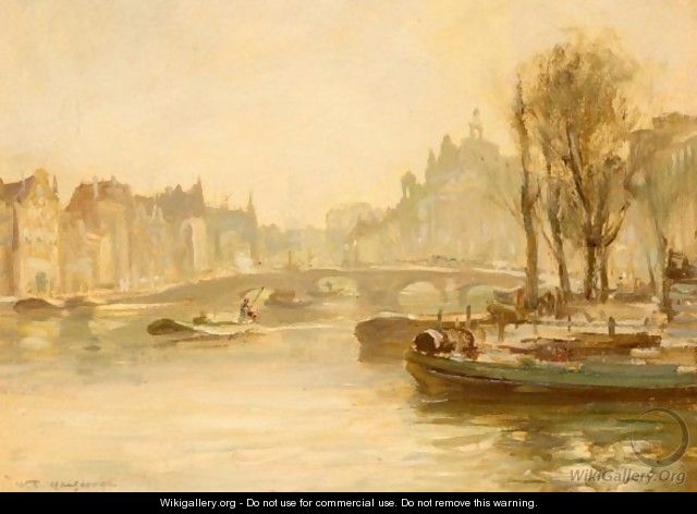 River Town Scene - William Stewart MacGeorge